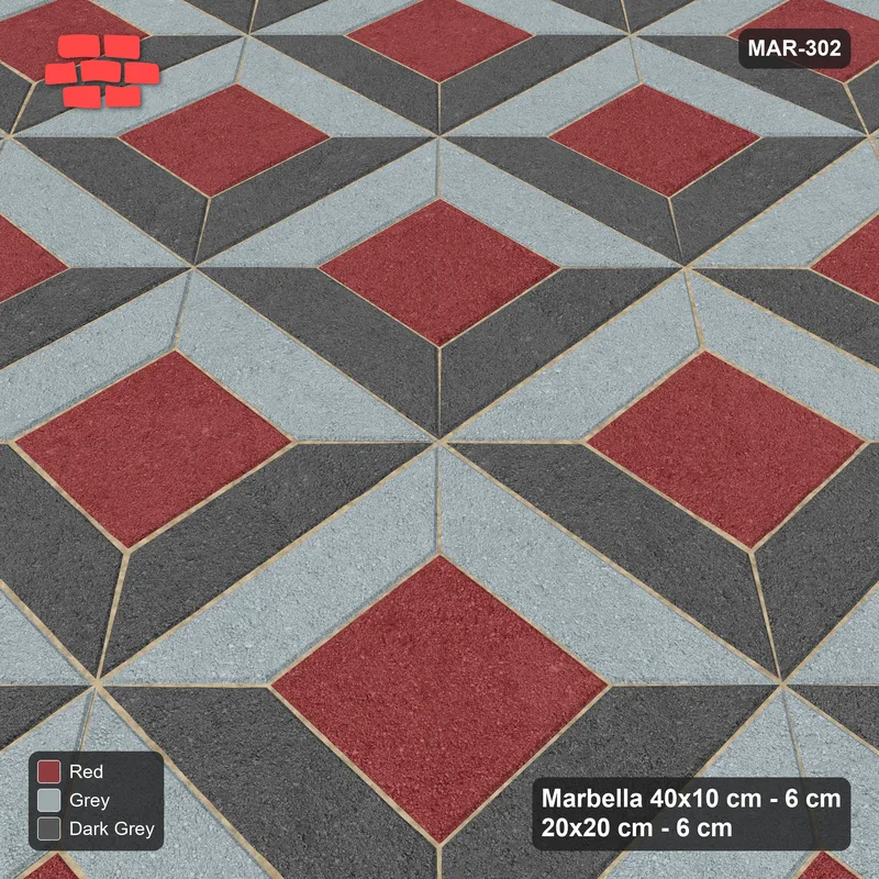 Interlock (Pasco) 40x10 cm · MAR-302 · Three-Tone Corner-Lit Frame - Urban Brick (grey-dark grey-red) · Side view Interlock (Pasco) 40x10 cm · MAR-302 · Three-Tone Corner-Lit Frame - Urban Brick (grey-dark grey-red) · Side view
