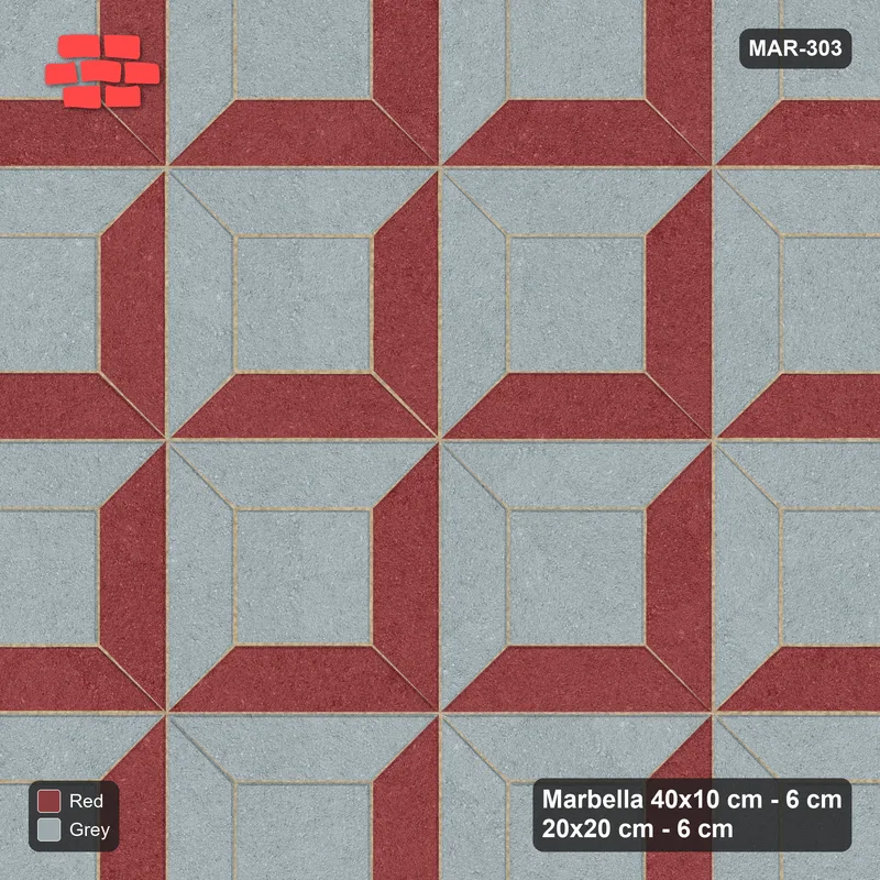 Interlock (Pasco) 40x10 cm · MAR-303 · Corner-Lit Frame - Brick & Ash and Kerb Frame (grey-red) · Top view Interlock (Pasco) 40x10 cm · MAR-303 · Corner-Lit Frame - Brick & Ash and Kerb Frame (grey-red) · Top view