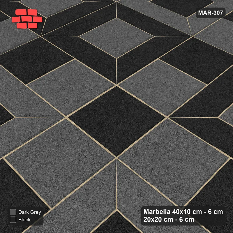 Interlock (Pasco) 40x10 cm · MAR-307 · Alternating Frame Rows - Night Sky with Square Strip (black-dark grey) · Side view Interlock (Pasco) 40x10 cm · MAR-307 · Alternating Frame Rows - Night Sky with Square Strip (black-dark grey) · Side view