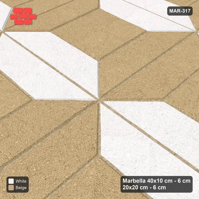 Interlock (Pasco) 40x10 cm · MAR-317 · Bevel Frame Dark Centre - Ivory & Sand and Kerb Frame · Side view Interlock (Pasco) 40x10 cm · MAR-317 · Bevel Frame Dark Centre - Ivory & Sand and Kerb Frame · Side view