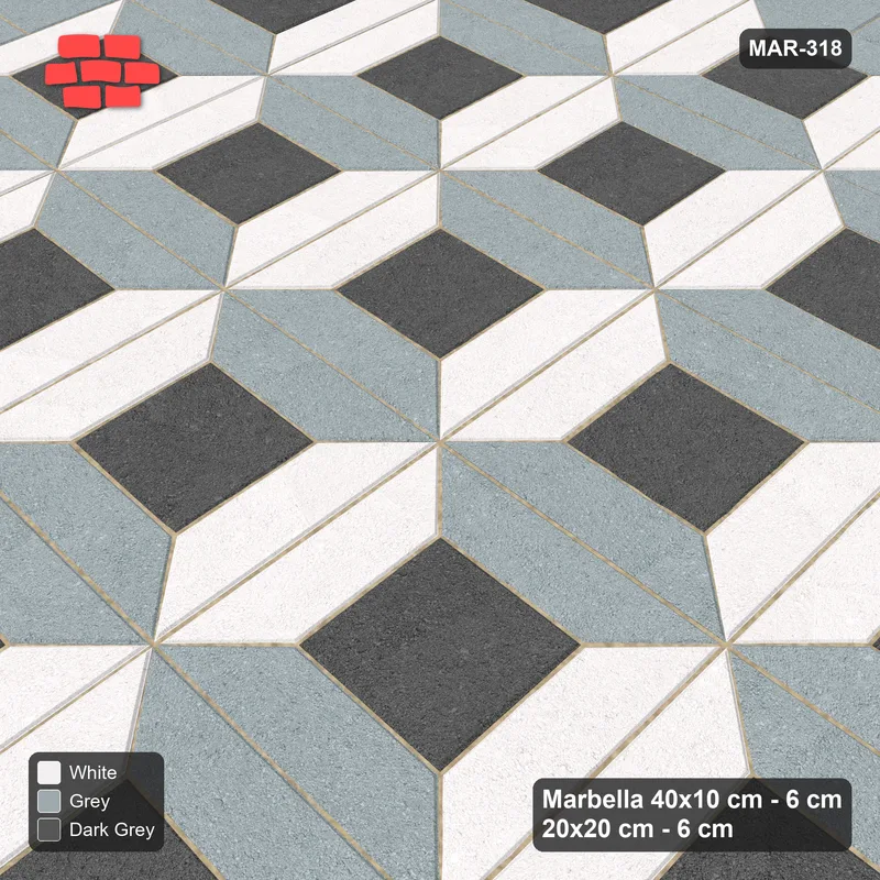 Interlock (Pasco) 40x10 cm · MAR-318 · Three-Tone Bevel Frame - Monochrome with Square Border (grey-white-dark grey) · Side view Interlock (Pasco) 40x10 cm · MAR-318 · Three-Tone Bevel Frame - Monochrome with Square Border (grey-white-dark grey) · Side view