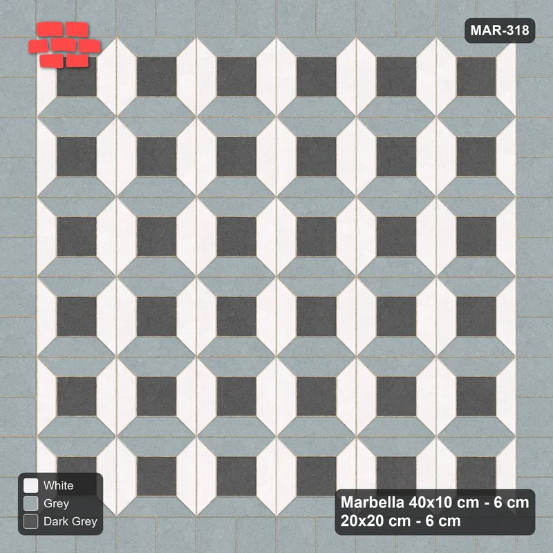 Interlock (Pasco) 40x10 cm · MAR-318 · Three-Tone Bevel Frame - Monochrome with Square Border (grey-white-dark grey) · Top view Interlock (Pasco) 40x10 cm · MAR-318 · Three-Tone Bevel Frame - Monochrome with Square Border (grey-white-dark grey) · Top view