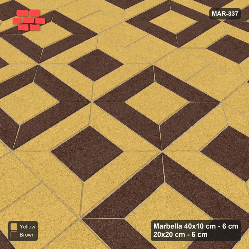 Interlock (Pasco) 40x10 cm · MAR-337 · Module Checkerboard - Harvest with Square Bands (brown-yellow) · Side view Interlock (Pasco) 40x10 cm · MAR-337 · Module Checkerboard - Harvest with Square Bands (brown-yellow) · Side view