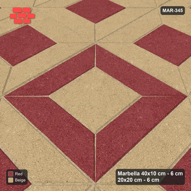Interlock (Pasco) 40x10 cm · MAR-345 · Centre Medallion - Terracotta and Kerb Frame (beige-red) · Side view Interlock (Pasco) 40x10 cm · MAR-345 · Centre Medallion - Terracotta and Kerb Frame (beige-red) · Side view