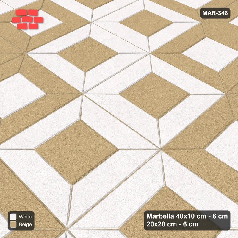 Interlock (Pasco) 40x10 cm · MAR-348 · Diagonal Module Pairs - Ivory & Sand with Square Columns · Side view Interlock (Pasco) 40x10 cm · MAR-348 · Diagonal Module Pairs - Ivory & Sand with Square Columns · Side view
