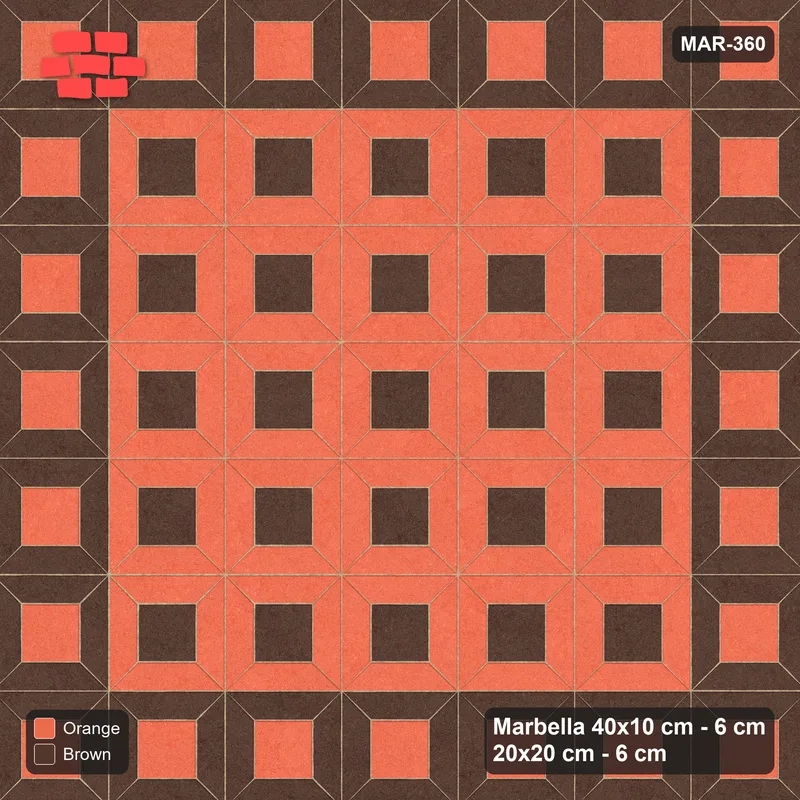 Interlock (Pasco) 40x10 cm · MAR-360 · Outer Module Ring - Burnt Clay · Top view Interlock (Pasco) 40x10 cm · MAR-360 · Outer Module Ring - Burnt Clay · Top view