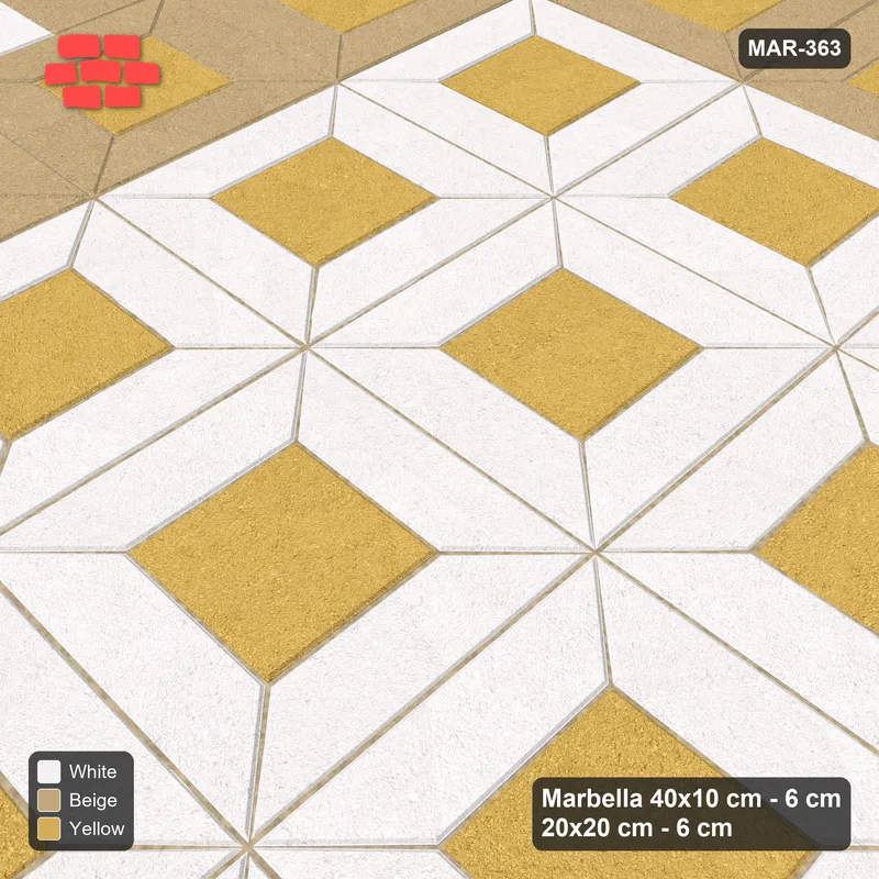 Interlock (Pasco) 40x10 cm · MAR-363 · Three-Tone Outer Ring - Golden Sand with Square Columns · Side view Interlock (Pasco) 40x10 cm · MAR-363 · Three-Tone Outer Ring - Golden Sand with Square Columns · Side view
