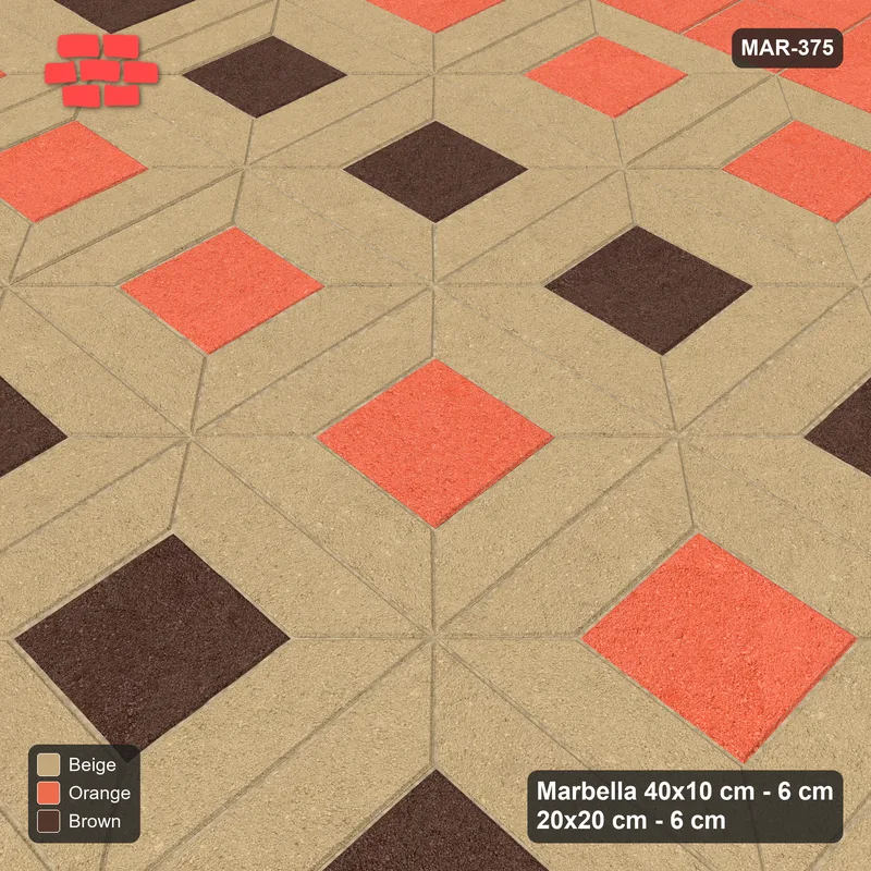 Interlock (Pasco) 40x10 cm · MAR-375 · Alternating Centre Rows - Autumn with Square Bands · Side view Interlock (Pasco) 40x10 cm · MAR-375 · Alternating Centre Rows - Autumn with Square Bands · Side view