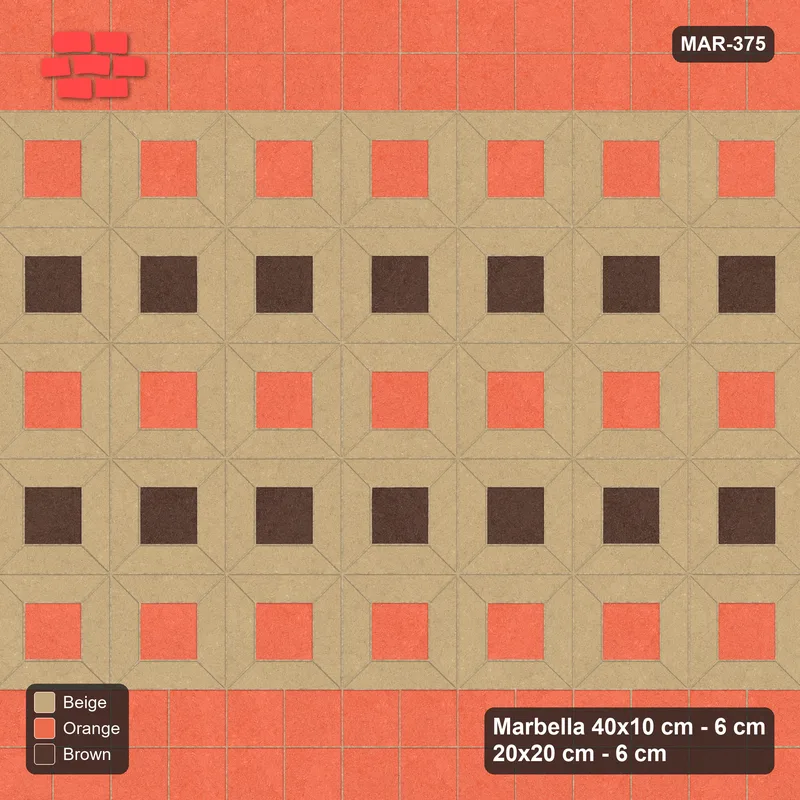 Interlock (Pasco) 40x10 cm · MAR-375 · Alternating Centre Rows - Autumn with Square Bands · Top view Interlock (Pasco) 40x10 cm · MAR-375 · Alternating Centre Rows - Autumn with Square Bands · Top view