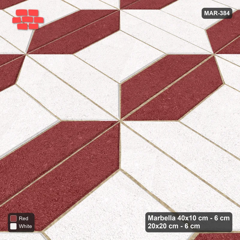 Interlock (Pasco) 40x10 cm · MAR-384 · Bevel Frame - Burgundy & Ivory (white-red) · Side view Interlock (Pasco) 40x10 cm · MAR-384 · Bevel Frame - Burgundy & Ivory (white-red) · Side view