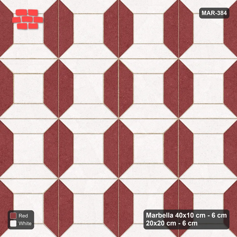 Interlock (Pasco) 40x10 cm · MAR-384 · Bevel Frame - Burgundy & Ivory (white-red) · Top view Interlock (Pasco) 40x10 cm · MAR-384 · Bevel Frame - Burgundy & Ivory (white-red) · Top view