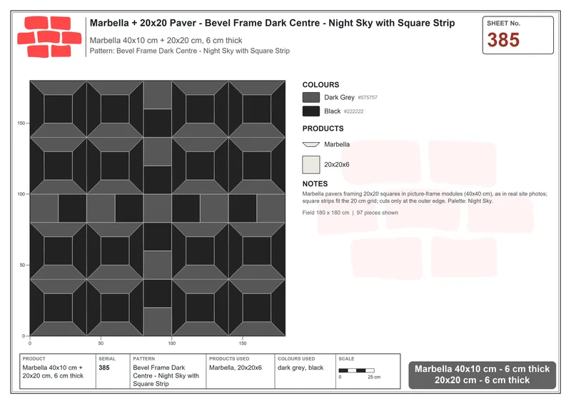 Interlock (Pasco) 40x10 cm · MAR-385 · Bevel Frame Dark Centre - Night Sky with Square Strip · Laying plan Interlock (Pasco) 40x10 cm · MAR-385 · Bevel Frame Dark Centre - Night Sky with Square Strip · Laying plan