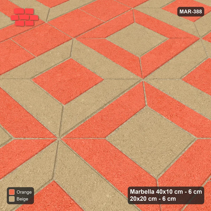 Interlock (Pasco) 40x10 cm · MAR-388 · Module Checkerboard - Clay Court with Square Columns · Side view Interlock (Pasco) 40x10 cm · MAR-388 · Module Checkerboard - Clay Court with Square Columns · Side view