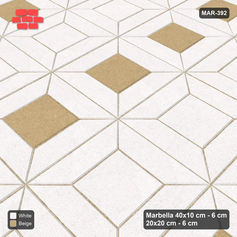 Interlock (Pasco) 40x10 cm · MAR-392 · Open Centre Columns - Ivory & Sand · Side view Interlock (Pasco) 40x10 cm · MAR-392 · Open Centre Columns - Ivory & Sand · Side view