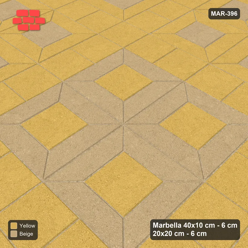 Interlock (Pasco) 40x10 cm · MAR-396 · Centre Medallion - Desert Sun with Square Strips · Side view Interlock (Pasco) 40x10 cm · MAR-396 · Centre Medallion - Desert Sun with Square Strips · Side view