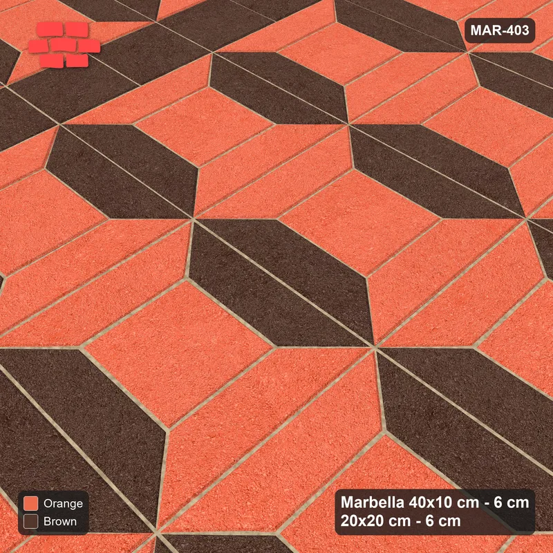 Interlock (Pasco) 40x10 cm · MAR-403 · Bevel Frame Dark Centre - Burnt Clay with Square Columns (brown-orange) · Side view Interlock (Pasco) 40x10 cm · MAR-403 · Bevel Frame Dark Centre - Burnt Clay with Square Columns (brown-orange) · Side view