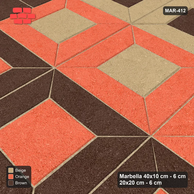 Interlock (Pasco) 40x10 cm · MAR-412 · Three-Tone Frame Rows - Autumn with Square Columns (beige-brown-orange) · Side view Interlock (Pasco) 40x10 cm · MAR-412 · Three-Tone Frame Rows - Autumn with Square Columns (beige-brown-orange) · Side view