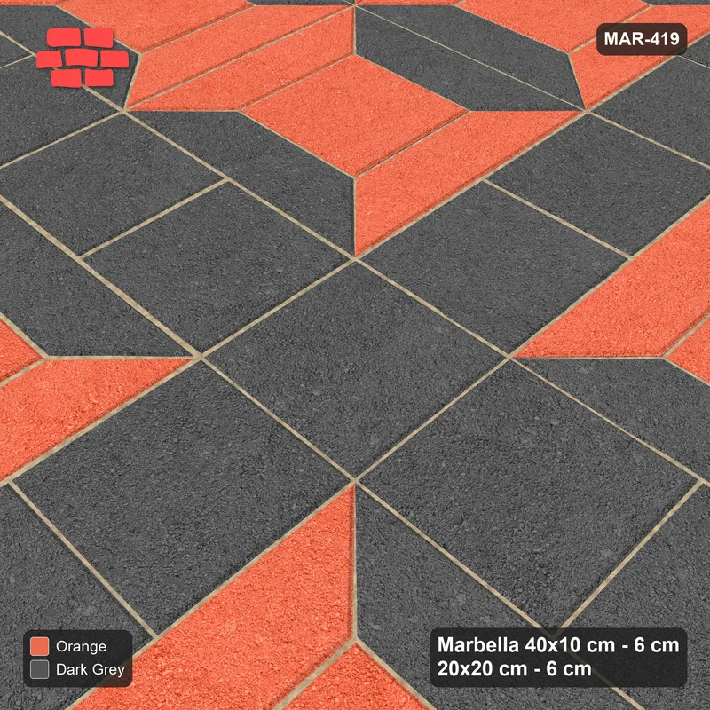 Interlock (Pasco) 40x10 cm · MAR-419 · Bevel Frame Dark Centre - Ember with Square Strip (dark grey-orange) · Side view Interlock (Pasco) 40x10 cm · MAR-419 · Bevel Frame Dark Centre - Ember with Square Strip (dark grey-orange) · Side view