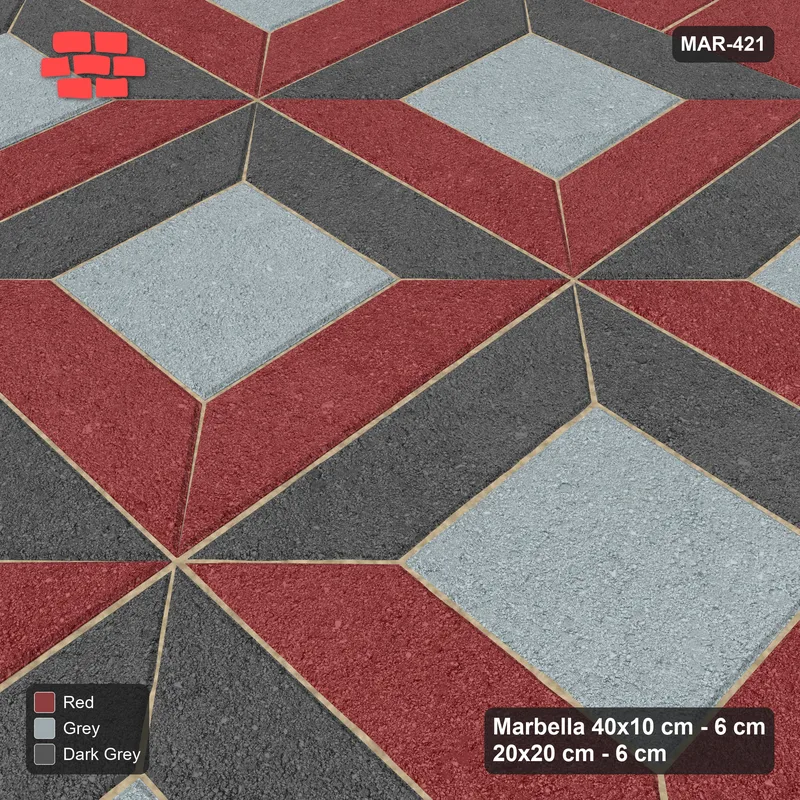 Interlock (Pasco) 40x10 cm · MAR-421 · Three-Tone Corner-Lit Frame - Urban Brick with Square Bands (dark grey-red-grey) · Side view Interlock (Pasco) 40x10 cm · MAR-421 · Three-Tone Corner-Lit Frame - Urban Brick with Square Bands (dark grey-red-grey) · Side view