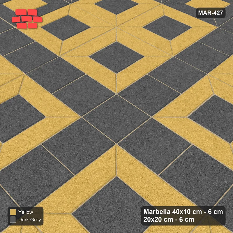 Interlock (Pasco) 40x10 cm · MAR-427 · Outer Module Ring - Mustard Slate with Square Strip · Side view Interlock (Pasco) 40x10 cm · MAR-427 · Outer Module Ring - Mustard Slate with Square Strip · Side view