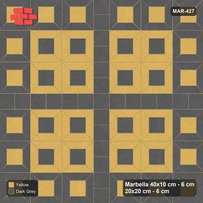 Interlock (Pasco) 40x10 cm · MAR-427 · Outer Module Ring - Mustard Slate with Square Strip · Top view Interlock (Pasco) 40x10 cm · MAR-427 · Outer Module Ring - Mustard Slate with Square Strip · Top view