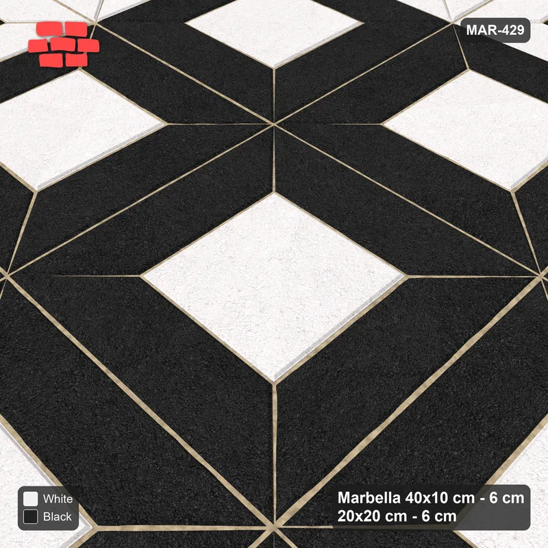 Interlock (Pasco) 40x10 cm · MAR-429 · Grand Medallion - Contrast and Kerb Frame · Side view Interlock (Pasco) 40x10 cm · MAR-429 · Grand Medallion - Contrast and Kerb Frame · Side view
