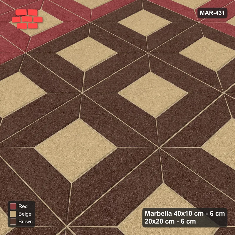 Interlock (Pasco) 40x10 cm · MAR-431 · Three-Tone Outer Ring - Tuscany with Square Columns (brown-red-beige) · Side view Interlock (Pasco) 40x10 cm · MAR-431 · Three-Tone Outer Ring - Tuscany with Square Columns (brown-red-beige) · Side view