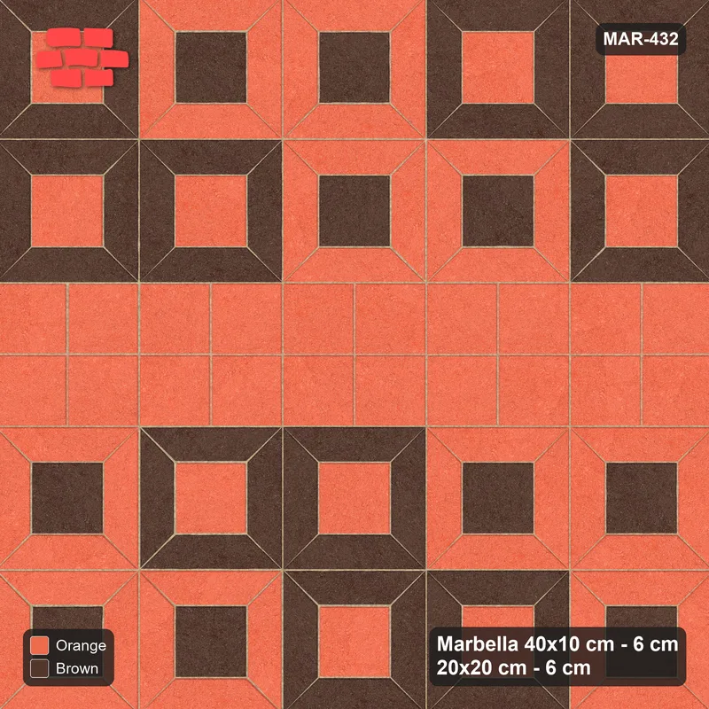 Interlock (Pasco) 40x10 cm · MAR-432 · Diagonal Module Pairs - Burnt Clay with Square Bands · Top view Interlock (Pasco) 40x10 cm · MAR-432 · Diagonal Module Pairs - Burnt Clay with Square Bands · Top view