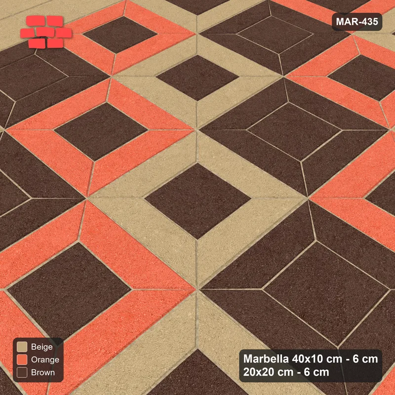 Interlock (Pasco) 40x10 cm · MAR-435 · Diagonal Three-Tone Frames - Autumn with Square Columns (brown-orange-beige) · Side view Interlock (Pasco) 40x10 cm · MAR-435 · Diagonal Three-Tone Frames - Autumn with Square Columns (brown-orange-beige) · Side view