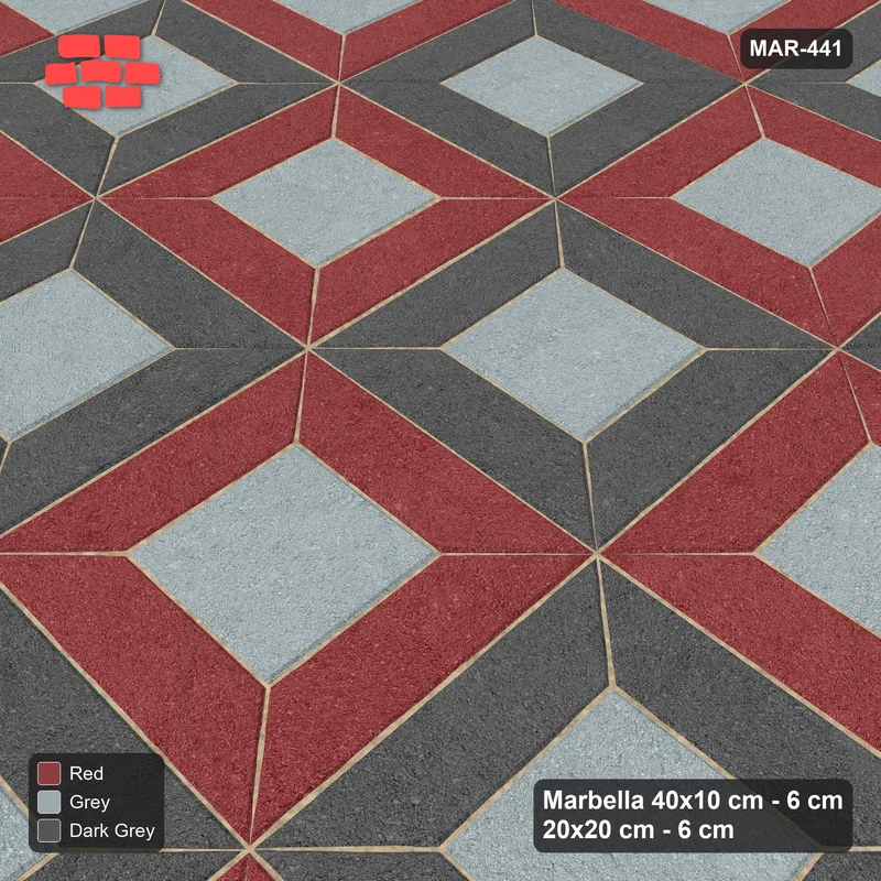 Interlock (Pasco) 40x10 cm · MAR-441 · Three-Tone Module Checkerboard - Urban Brick with Square Columns · Side view Interlock (Pasco) 40x10 cm · MAR-441 · Three-Tone Module Checkerboard - Urban Brick with Square Columns · Side view