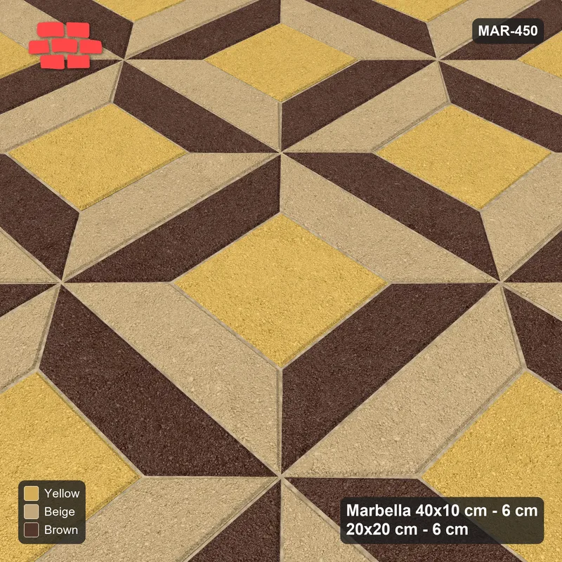 Interlock (Pasco) 40x10 cm · MAR-450 · Three-Tone Bevel Checkerboard - Harvest Gold and Kerb Frame (beige-brown-yellow) · Side view Interlock (Pasco) 40x10 cm · MAR-450 · Three-Tone Bevel Checkerboard - Harvest Gold and Kerb Frame (beige-brown-yellow) · Side view