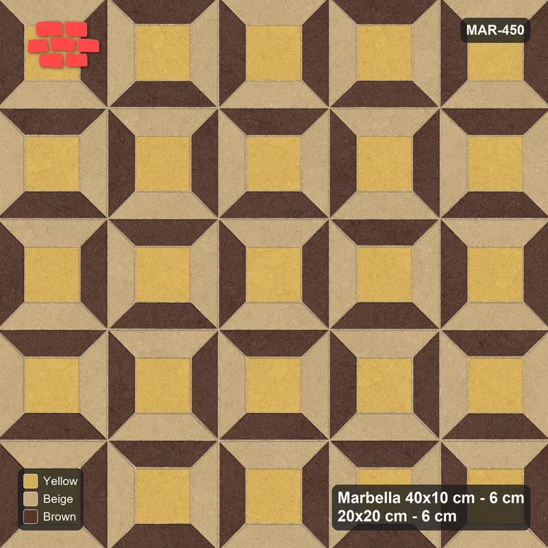 Interlock (Pasco) 40x10 cm · MAR-450 · Three-Tone Bevel Checkerboard - Harvest Gold and Kerb Frame (beige-brown-yellow) · Top view Interlock (Pasco) 40x10 cm · MAR-450 · Three-Tone Bevel Checkerboard - Harvest Gold and Kerb Frame (beige-brown-yellow) · Top view