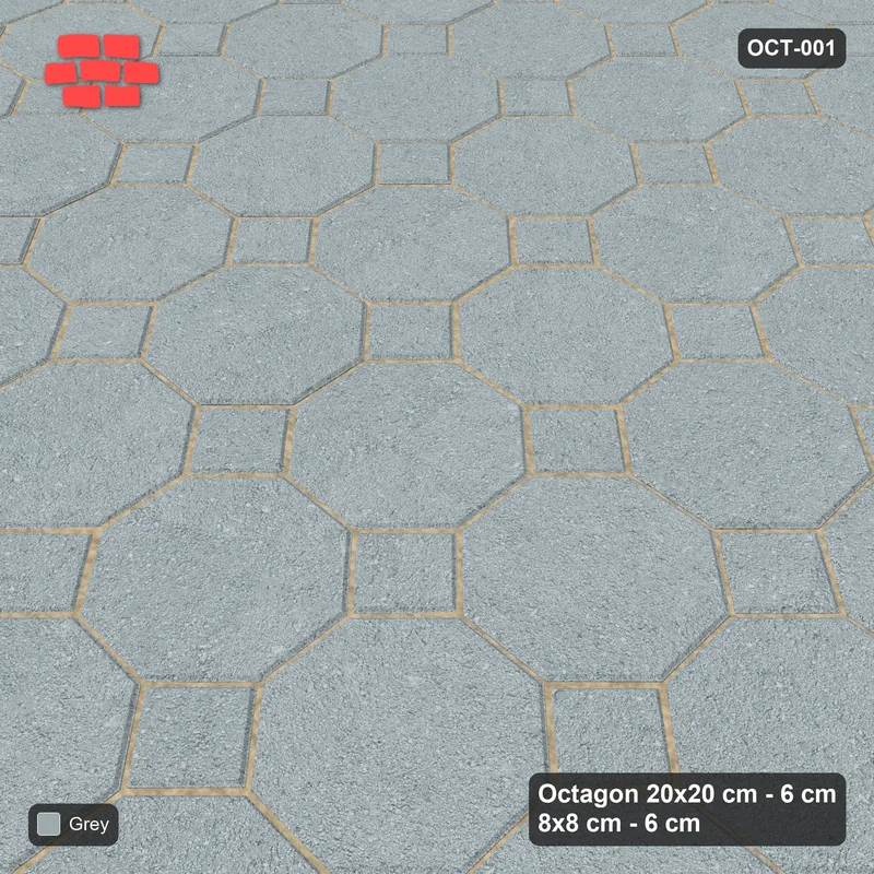 Interlock (Pasco) 20x20 cm · OCT-001 · Plain Grey Field with 8x8 inserts · Side view Interlock (Pasco) 20x20 cm · OCT-001 · Plain Grey Field with 8x8 inserts · Side view
