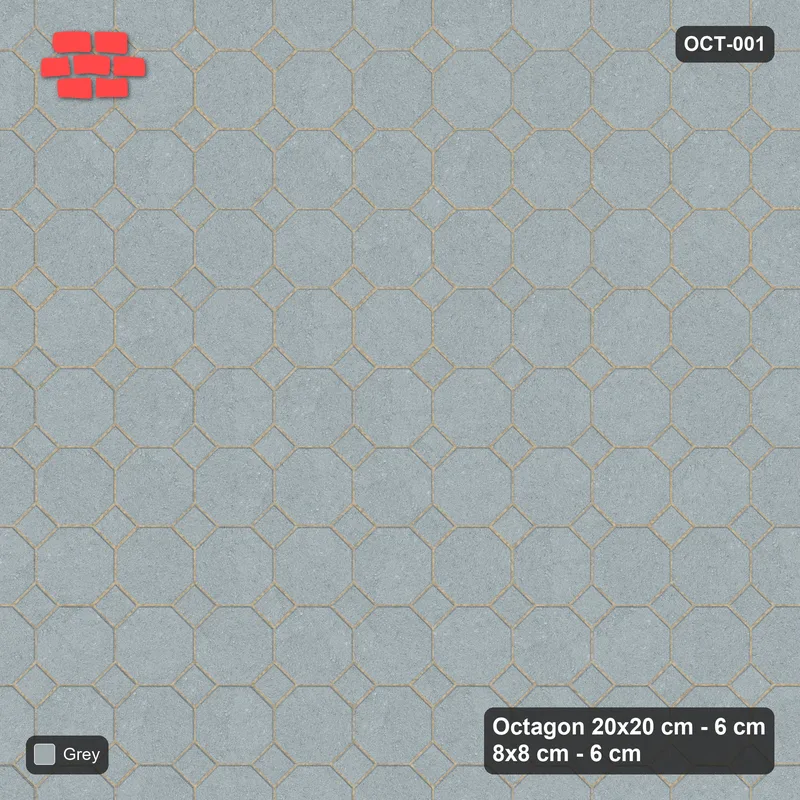 Interlock (Pasco) 20x20 cm · OCT-001 · Plain Grey Field with 8x8 inserts · Top view Interlock (Pasco) 20x20 cm · OCT-001 · Plain Grey Field with 8x8 inserts · Top view