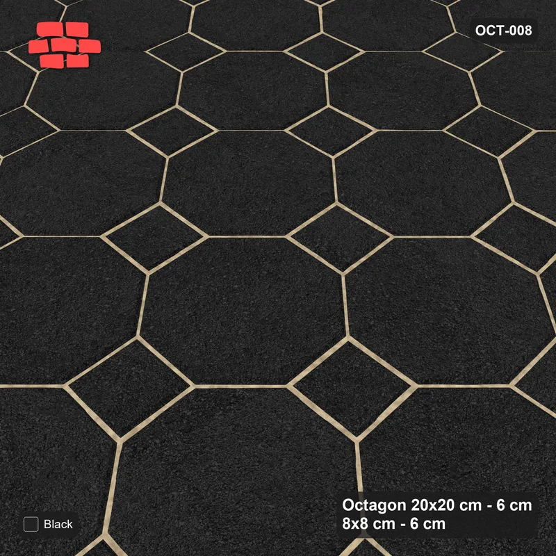 Interlock (Pasco) 20x20 cm · OCT-008 · Graphite Frame with 8x8 inserts, kerb frame · Side view Interlock (Pasco) 20x20 cm · OCT-008 · Graphite Frame with 8x8 inserts, kerb frame · Side view