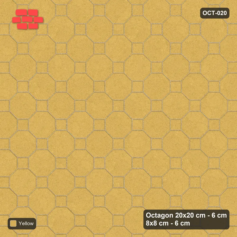 Interlock (Pasco) 20x20 cm · OCT-020 · Ochre Rotated Field with 8x8 inserts, kerb frame · Top view Interlock (Pasco) 20x20 cm · OCT-020 · Ochre Rotated Field with 8x8 inserts, kerb frame · Top view