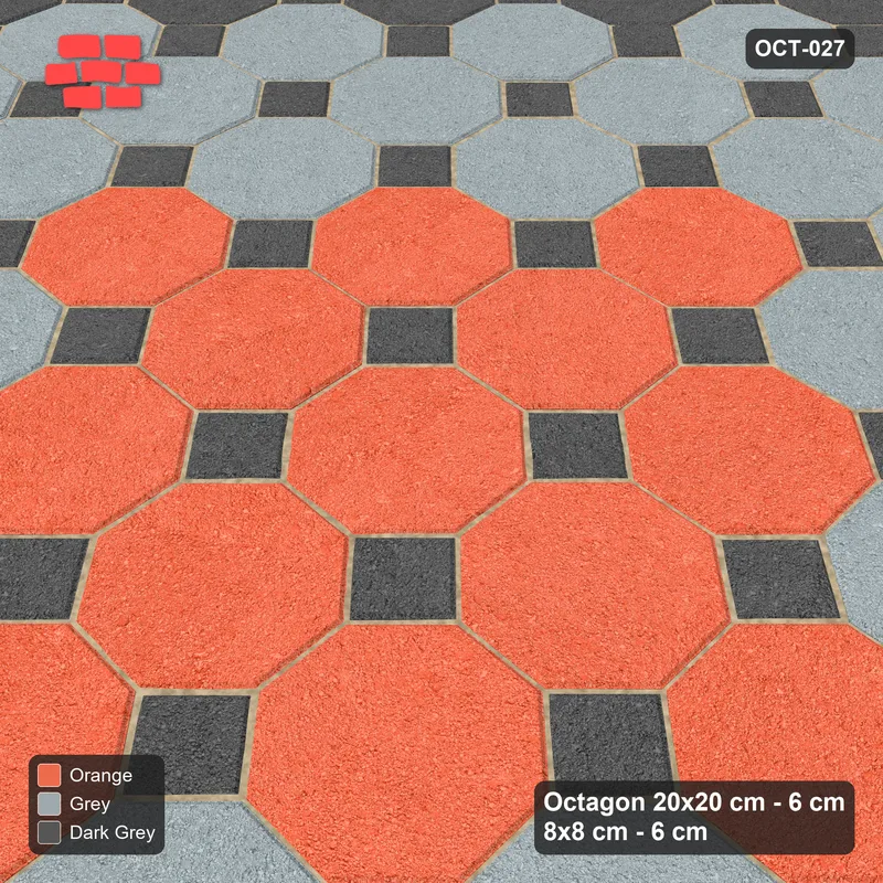 Interlock (Pasco) 20x20 cm · OCT-027 · Sunset Slate Diamonds with 8x8 inserts, kerb frame · Side view Interlock (Pasco) 20x20 cm · OCT-027 · Sunset Slate Diamonds with 8x8 inserts, kerb frame · Side view