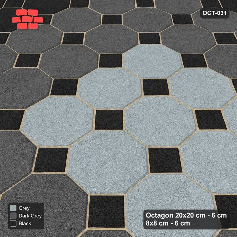 Interlock (Pasco) 20x20 cm · OCT-031 · Graphite Scale Rings with 8x8 inserts, kerb frame · Side view Interlock (Pasco) 20x20 cm · OCT-031 · Graphite Scale Rings with 8x8 inserts, kerb frame · Side view