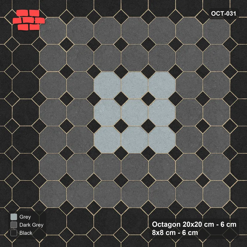 Interlock (Pasco) 20x20 cm · OCT-031 · Graphite Scale Rings with 8x8 inserts, kerb frame · Top view Interlock (Pasco) 20x20 cm · OCT-031 · Graphite Scale Rings with 8x8 inserts, kerb frame · Top view