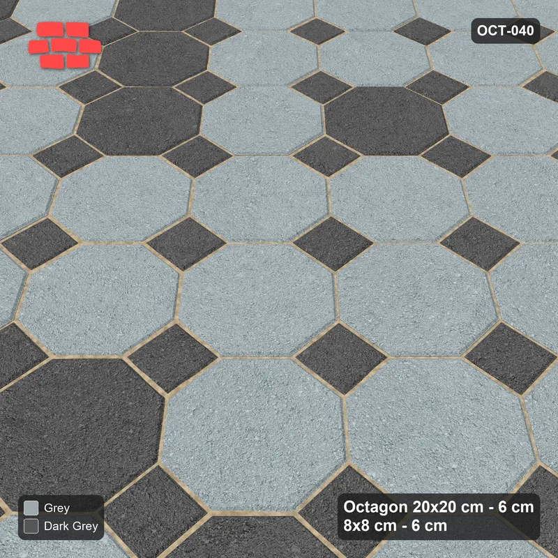 Interlock (Pasco) 20x20 cm · OCT-040 · Ash Blend Field with 8x8 inserts · Side view Interlock (Pasco) 20x20 cm · OCT-040 · Ash Blend Field with 8x8 inserts · Side view