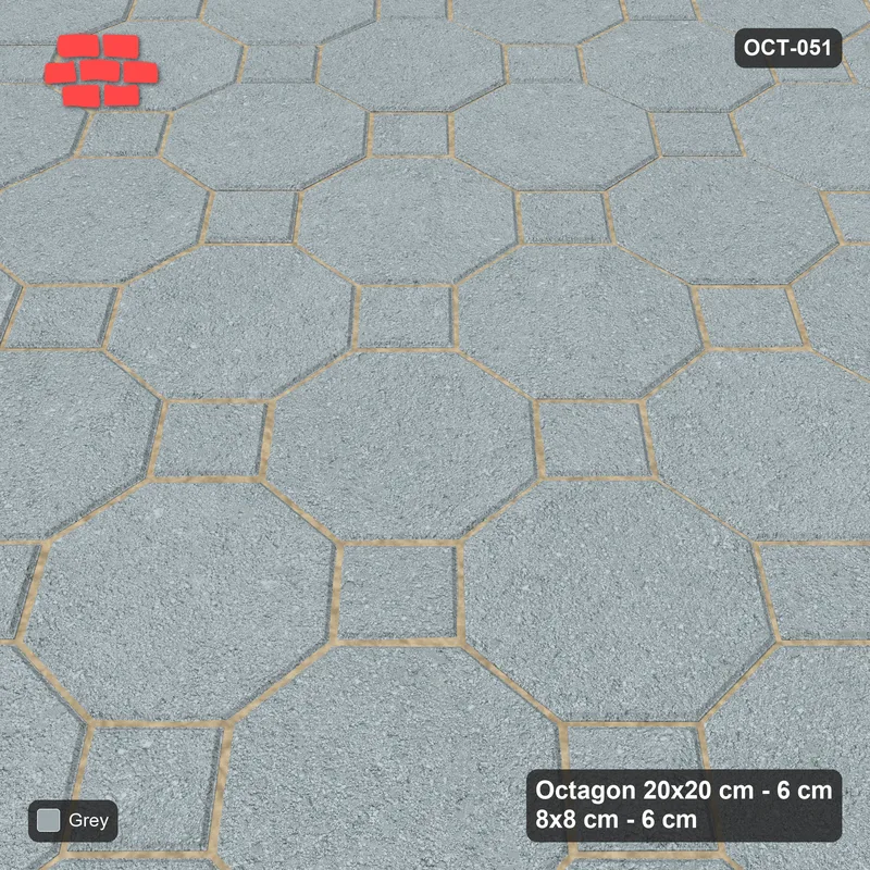 Interlock (Pasco) 20x20 cm · OCT-051 · Classic Grey Solid Field with 8x8 Inserts, Kerb Frame · Side view Interlock (Pasco) 20x20 cm · OCT-051 · Classic Grey Solid Field with 8x8 Inserts, Kerb Frame · Side view