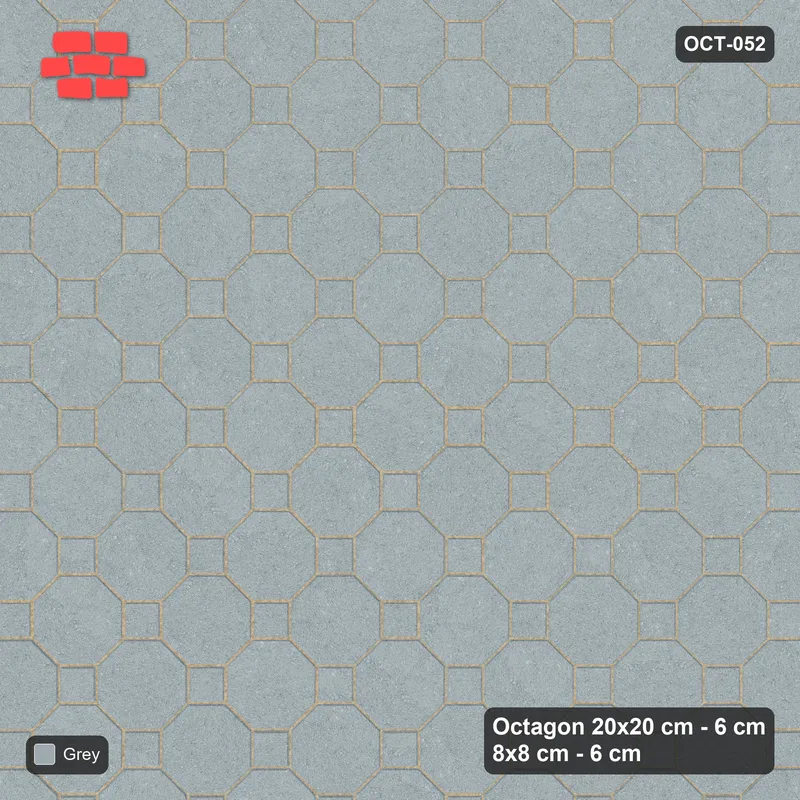 Interlock (Pasco) 20x20 cm · OCT-052 · Classic Grey Solid Field on the Diagonal with 8x8 Inserts · Top view Interlock (Pasco) 20x20 cm · OCT-052 · Classic Grey Solid Field on the Diagonal with 8x8 Inserts · Top view
