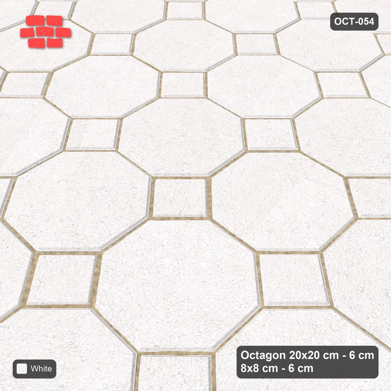 Interlock (Pasco) 20x20 cm · OCT-054 · Pure White Solid Field with 8x8 Inserts, Kerb Frame · Side view Interlock (Pasco) 20x20 cm · OCT-054 · Pure White Solid Field with 8x8 Inserts, Kerb Frame · Side view