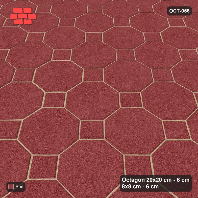 Interlock (Pasco) 20x20 cm · OCT-056 · Terracotta Red Solid Field with 8x8 Inserts · Side view Interlock (Pasco) 20x20 cm · OCT-056 · Terracotta Red Solid Field with 8x8 Inserts · Side view