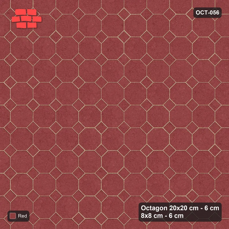 Interlock (Pasco) 20x20 cm · OCT-056 · Terracotta Red Solid Field with 8x8 Inserts · Top view Interlock (Pasco) 20x20 cm · OCT-056 · Terracotta Red Solid Field with 8x8 Inserts · Top view