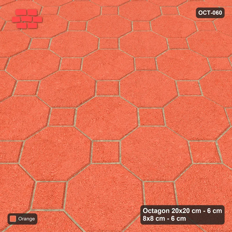 Interlock (Pasco) 20x20 cm · OCT-060 · Coral Solid Field with 8x8 Inserts, Kerb Frame · Side view Interlock (Pasco) 20x20 cm · OCT-060 · Coral Solid Field with 8x8 Inserts, Kerb Frame · Side view