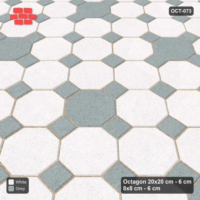Interlock (Pasco) 20x20 cm · OCT-073 · Salt & Pepper Offset Dot Lattice on the Diagonal with 8x8 Inserts · Side view Interlock (Pasco) 20x20 cm · OCT-073 · Salt & Pepper Offset Dot Lattice on the Diagonal with 8x8 Inserts · Side view