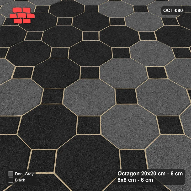 Interlock (Pasco) 20x20 cm · OCT-080 · Night Sky Large Block Chequer with 8x8 Inserts · Side view Interlock (Pasco) 20x20 cm · OCT-080 · Night Sky Large Block Chequer with 8x8 Inserts · Side view