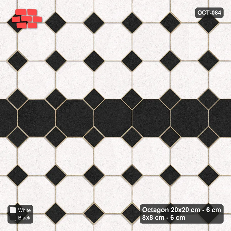 Interlock (Pasco) 20x20 cm · OCT-084 · Contrast Central Feature Band with 8x8 Inserts, Kerb Frame · Top view Interlock (Pasco) 20x20 cm · OCT-084 · Contrast Central Feature Band with 8x8 Inserts, Kerb Frame · Top view