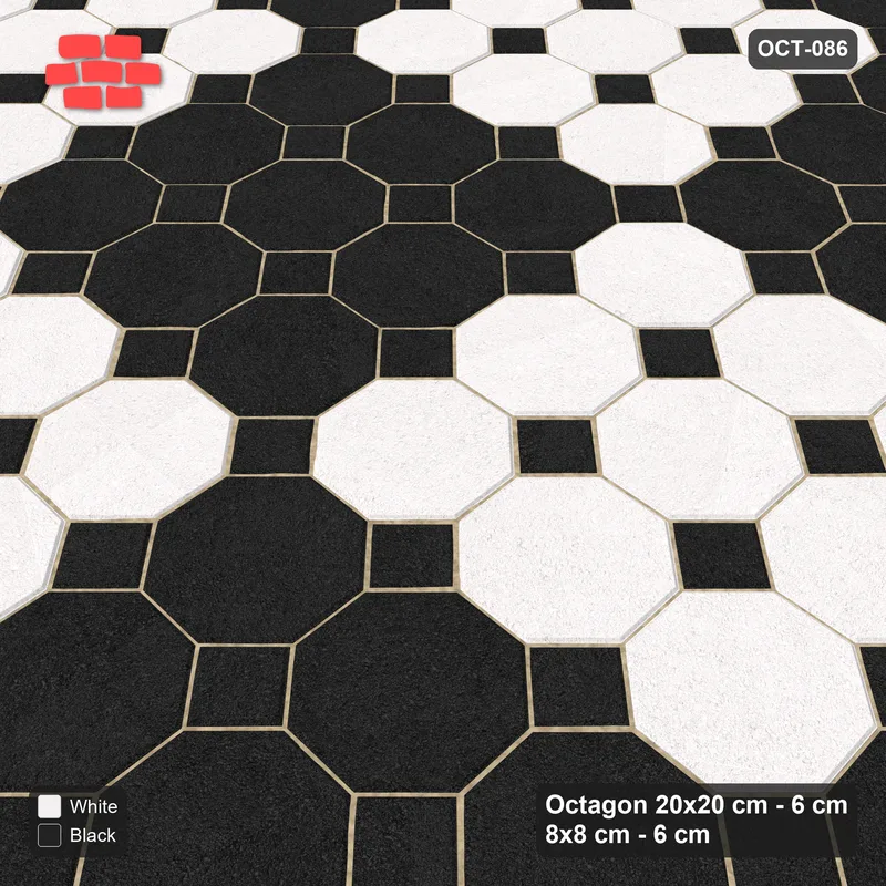 Interlock (Pasco) 20x20 cm · OCT-086 · Contrast Large Block Chequer with 8x8 Inserts · Side view Interlock (Pasco) 20x20 cm · OCT-086 · Contrast Large Block Chequer with 8x8 Inserts · Side view